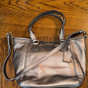 Cole Haan leather pebbles silver tote bag